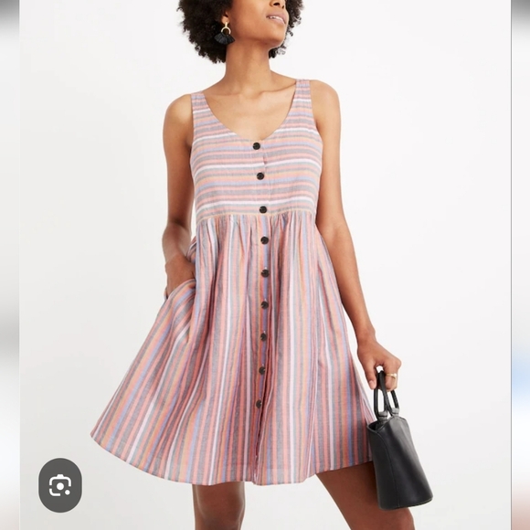 Madewell Dresses & Skirts - Madewell Striped Sleeveless Button-Down Sz L Dress